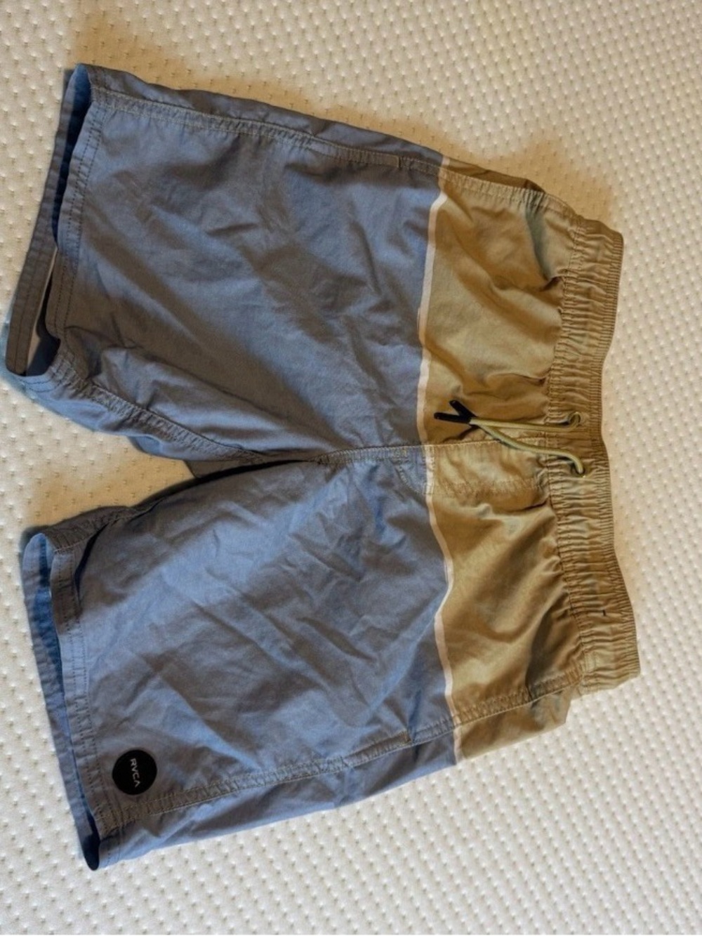 RVCA Youth Large Light Blue and Khaki Swim Trunks